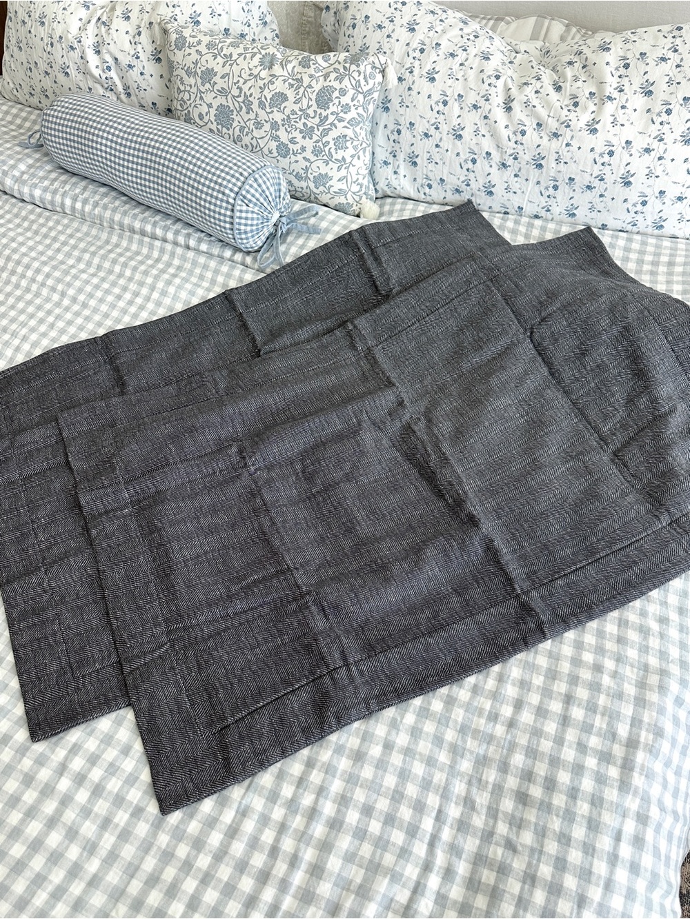 Restoration Hardware Herringbone Flanged King Shams